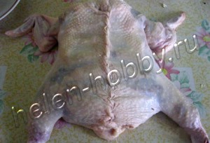 Курица фаршированная блинами