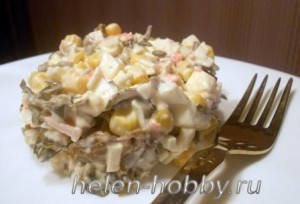 Рецепт крабового салата с кукурузой