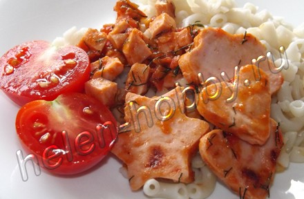 Макароны с колбасой